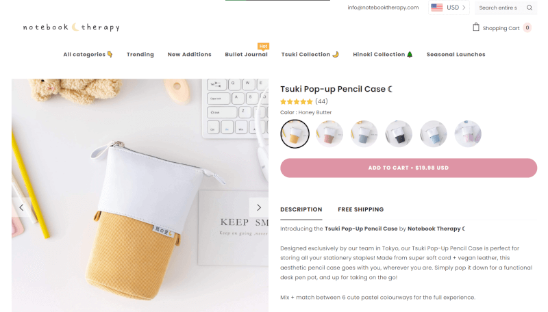 Pop-Up Pencil Case Seller's Website
