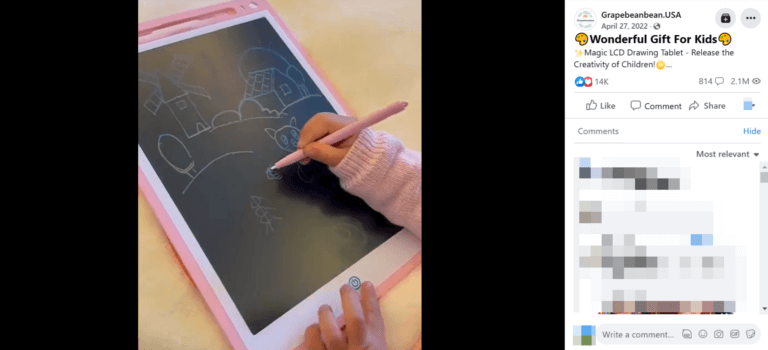 Dropshipping Kids' Electronic Drawing Tablet FB Ad