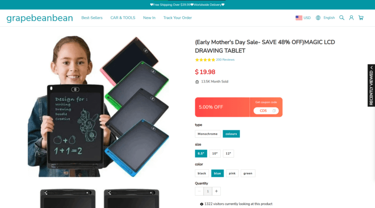 Dropshipping Kids' Electronic Drawing Tablet Seller's Website