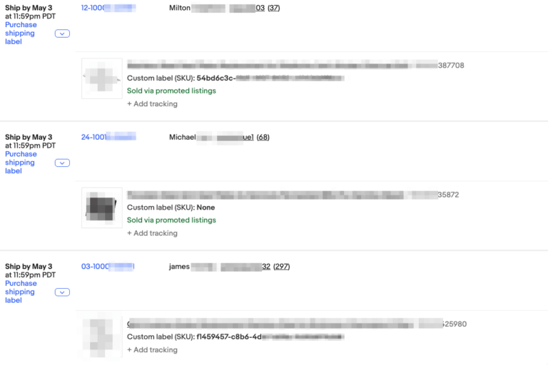Orders eBay seller hub