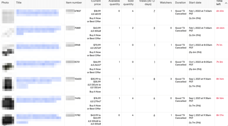 listings eBay seller hub