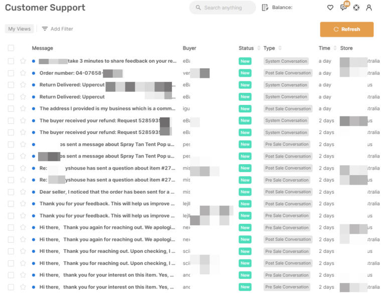 eBay Customer Service Management Tool Dashboard