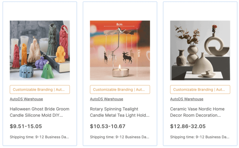 AutoDS warehouse dropshipping candles