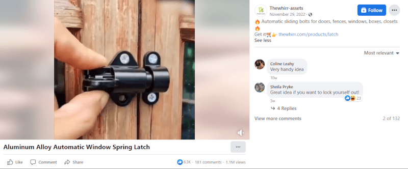 Aluminum Alloy Window Latch FB Ad