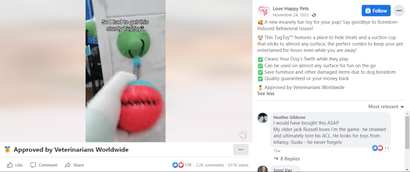 Dog Tug Toy FB Ad