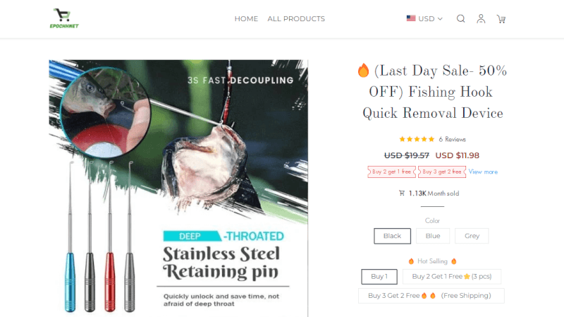 Fishing Hook Removal Device Seller's Website