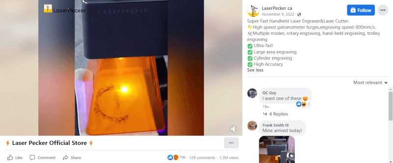 Laser Engraving Machine FB Ad