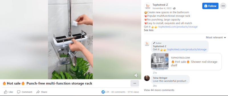 Shower Storage Shelf FB Ad