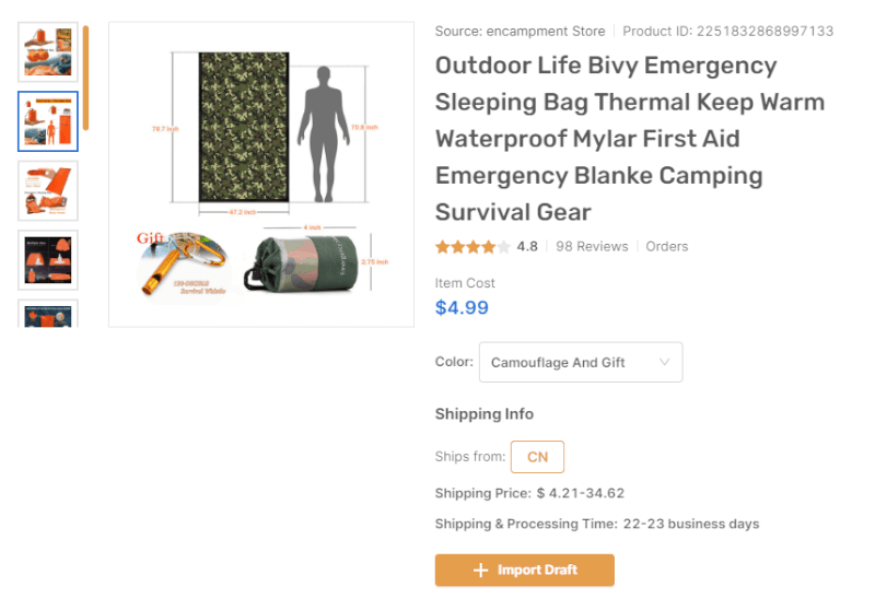 Emergency Sleeping Bag AutoDS