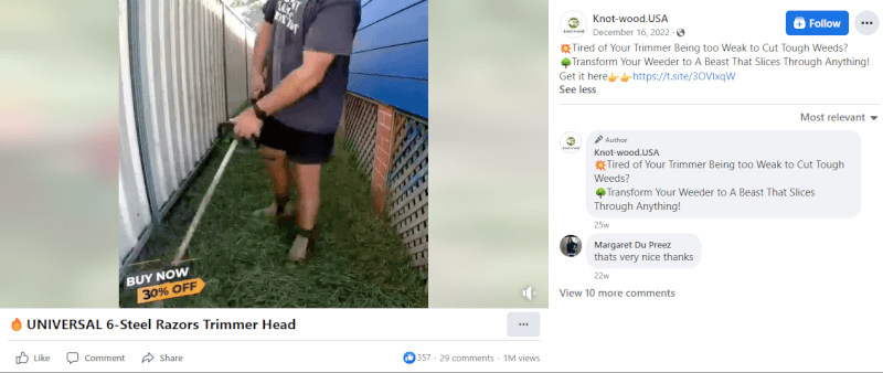 Lawn Mower Razor Head FB Ad