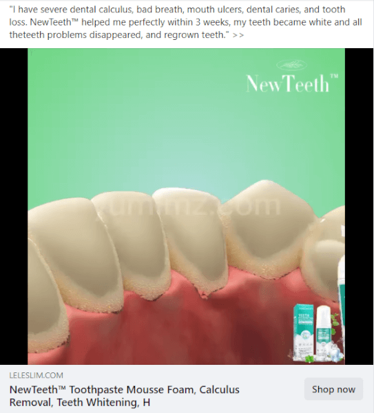 Whitening Foam Toothpaste FB Ad