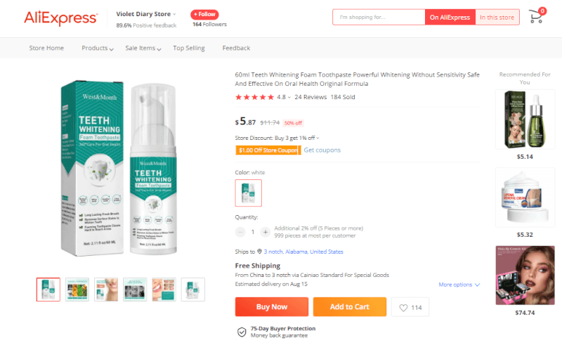 Whitening Foam Toothpaste Source
