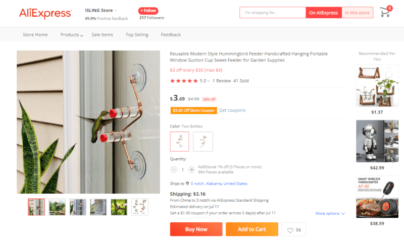 Window Hummingbird Feeder Source
