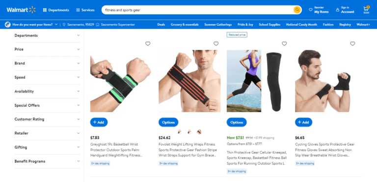 Fitness & Sports Gear Walmart shopify niches