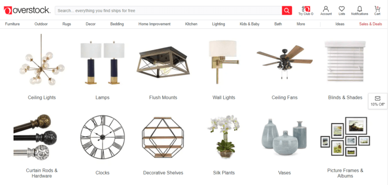 Home Decor Overstock shopify niches