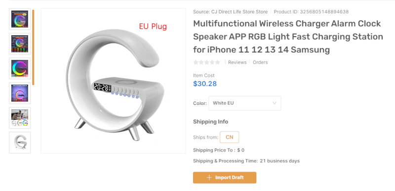 G-Shape Wireless Charger Alarm Clock top dropshipping products August 2023