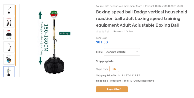Vertical Boxing Reaction Bag top dropshipping products August 2023