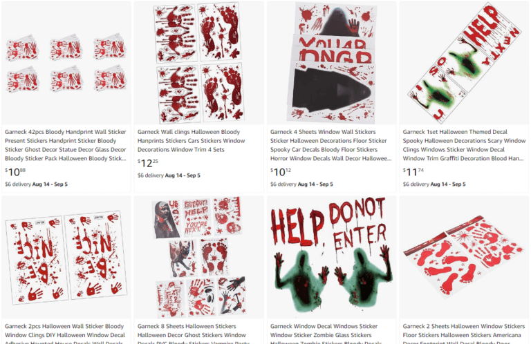 bloody hands and foot print stickers