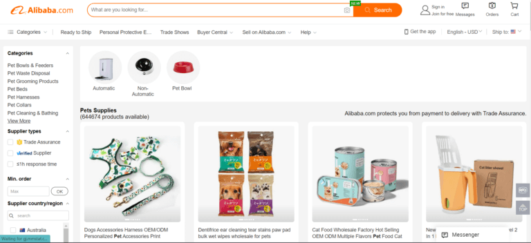 Alibaba dropshipping pet products supplier