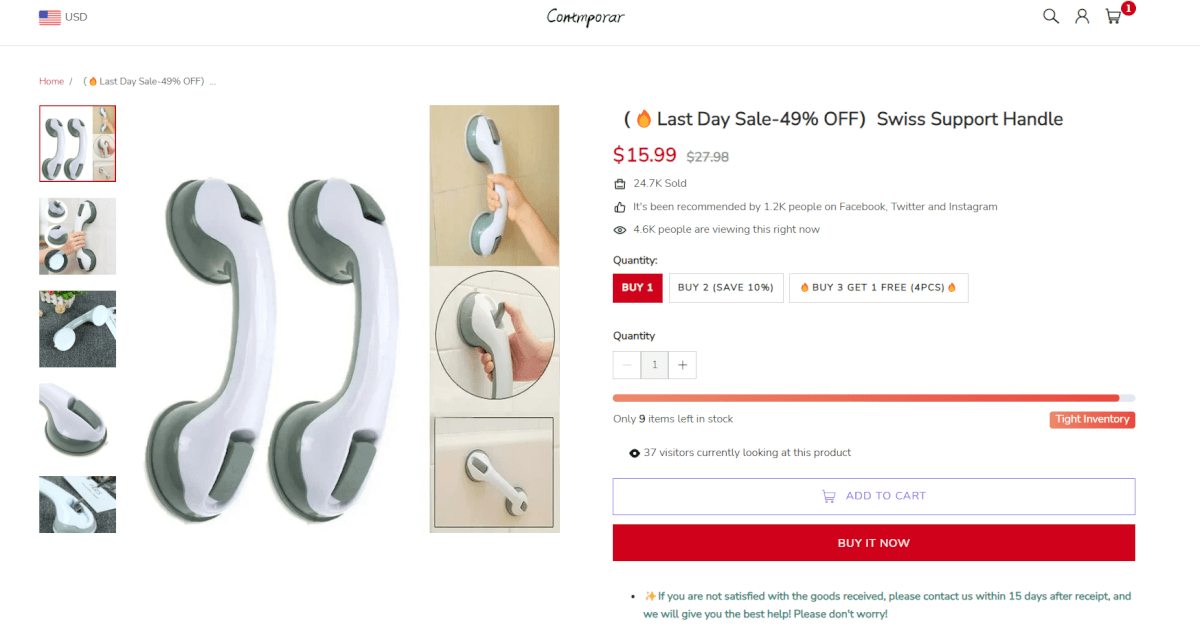 Bath and Shower Grab Bars Seller's Website top dropshipping products