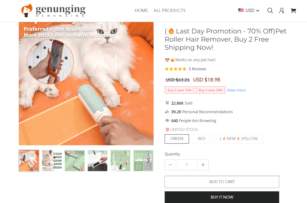 Pet Hair Remover Supplier's website top dropshipping products