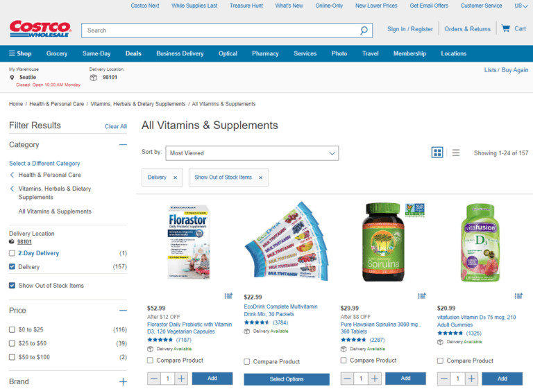 Costco supplement dropshipping supplier