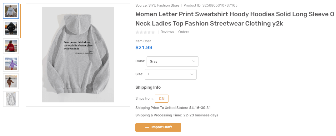 Letter Print Sweatshirt Hoody top products to dropship