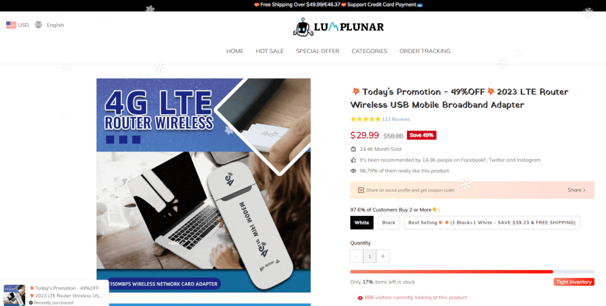 Internet Wireless Router Seller’s Website