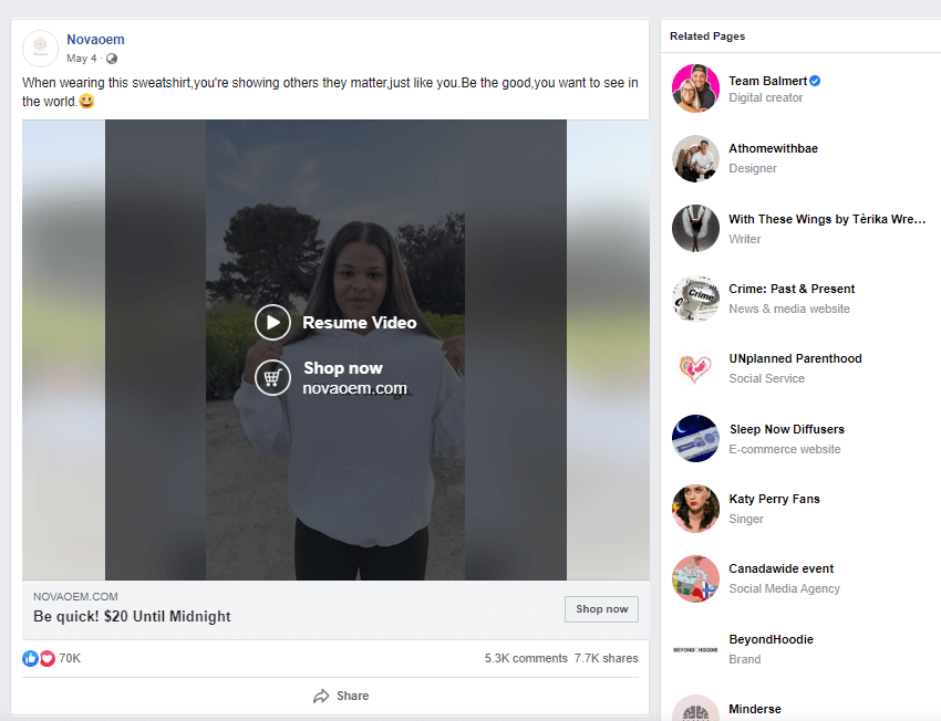 Letter Print Sweatshirt Hoody Seller’s Facebook Ad