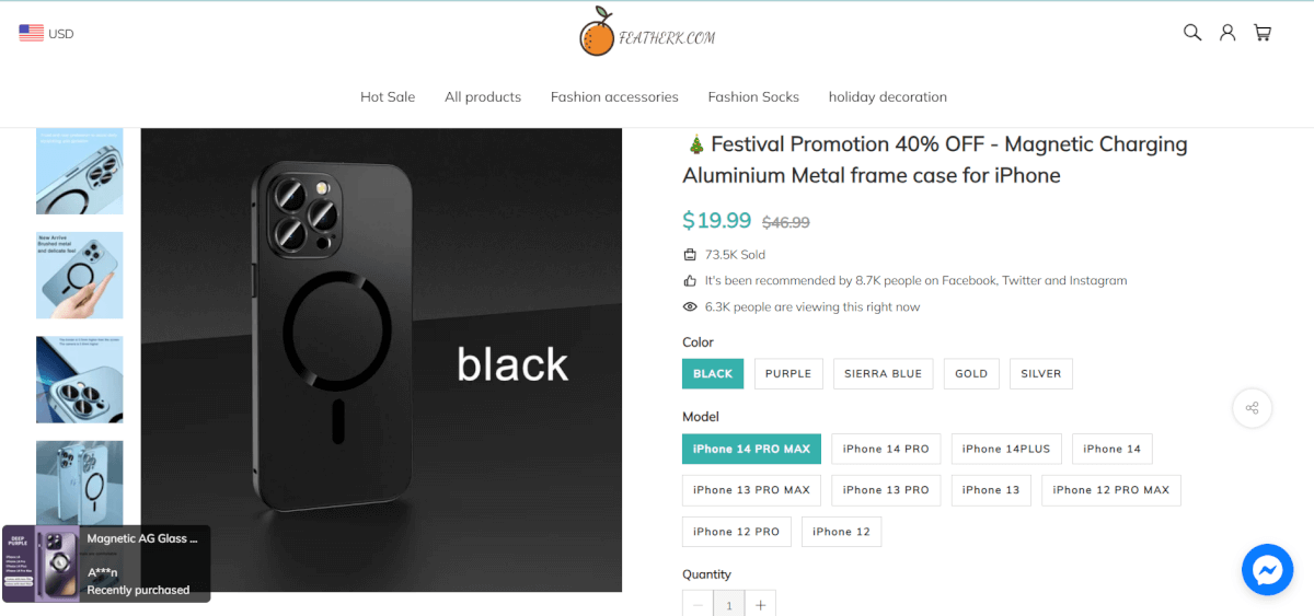 Magnetic Charging Phone Case Seller’s Website