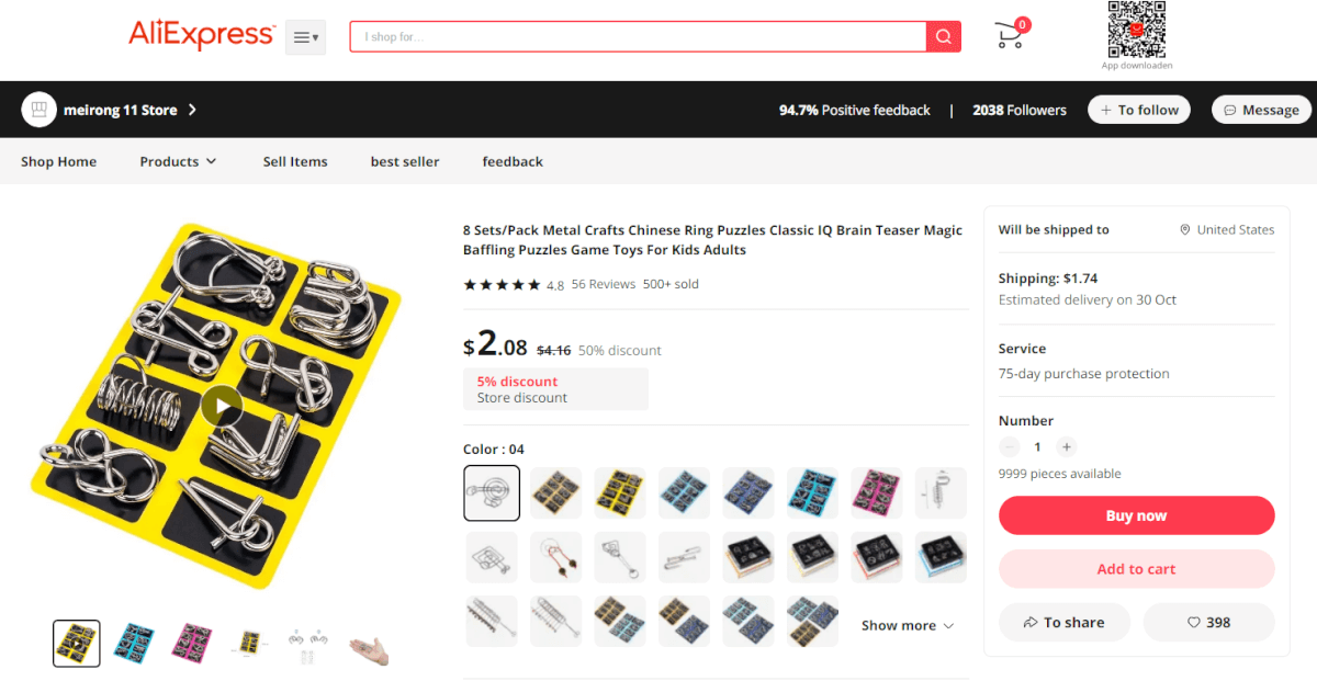 Pack Metal Ring Puzzles Supplier or Source