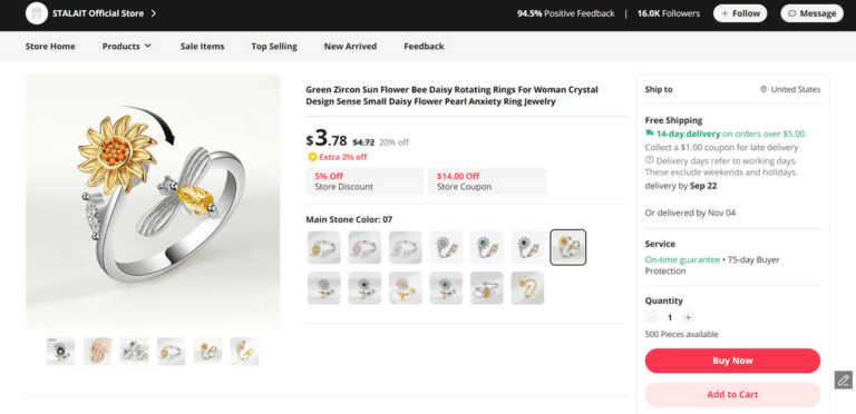 Sunflower Fidget Ring Supplier