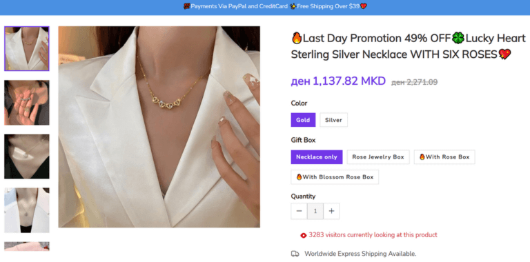 Heart-Shaped Pendant Necklace Seller