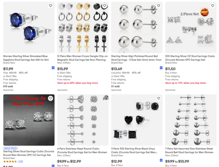 Silver Stud Earrings Set