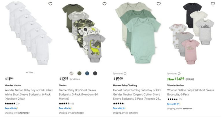 Walmart Pack Short Sleeve Newborns Bodysuits
