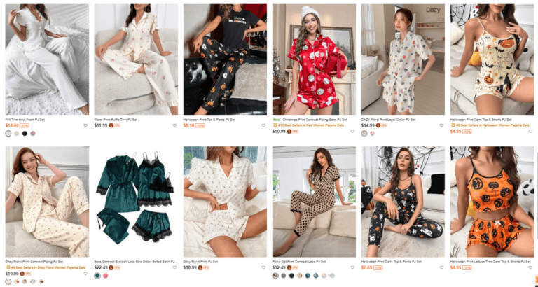 Shein Women's Pajamas Set Cyber Monday & Black Friday Dropshipping