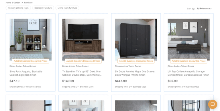 AutoDS Warehouse & Private Suppliers furniture dropshipping suppliers