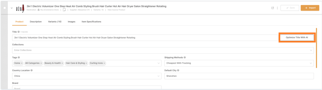 optimize product title with AI