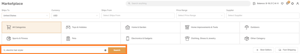 marketplace search