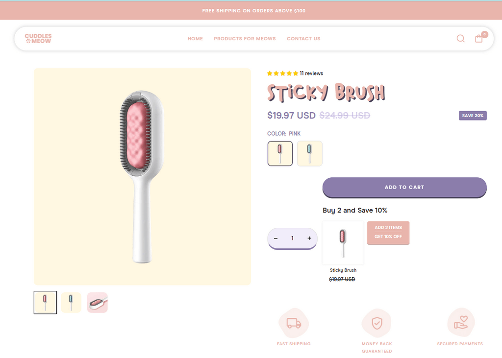 Cat Grooming Brush seller website