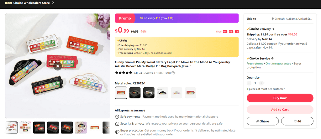 Social Battery Enamel Pin supplier