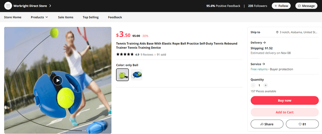 Tennis Training Set seller website