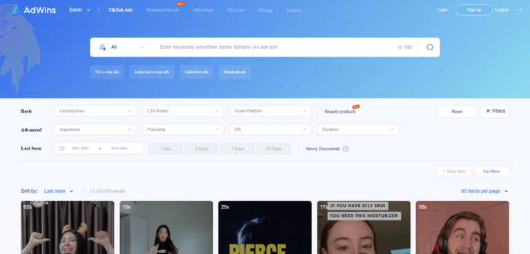 AdWins LP best tiktok ad spy tool