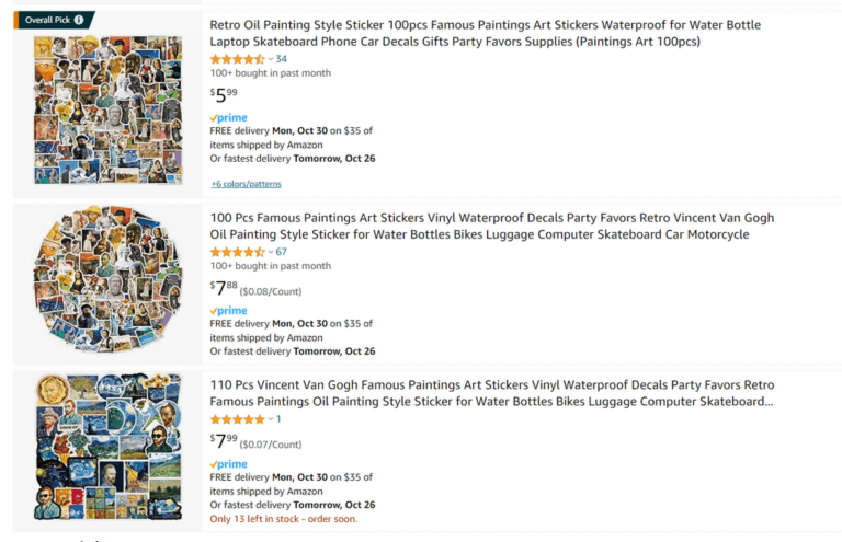 Art-related Stickers Amazon dropship stickers
