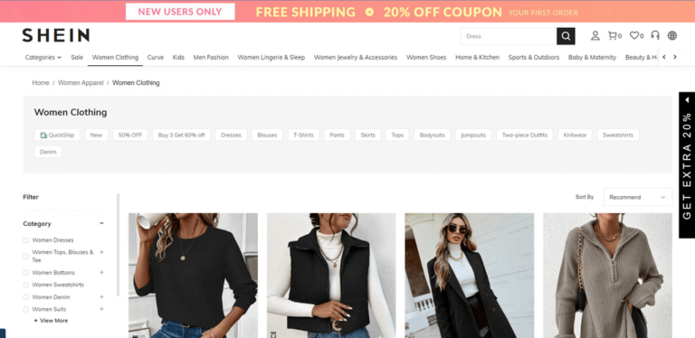 Shein dropshipping womens clothing