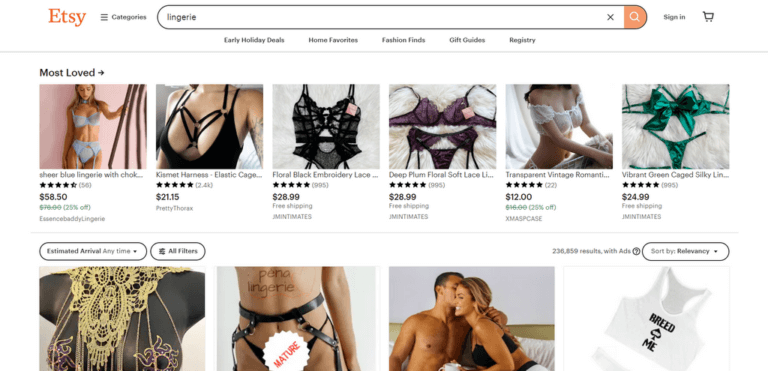 Etsy dropshipping lingerie
