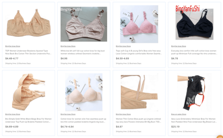 AutoDS bras dropshipping lingerie