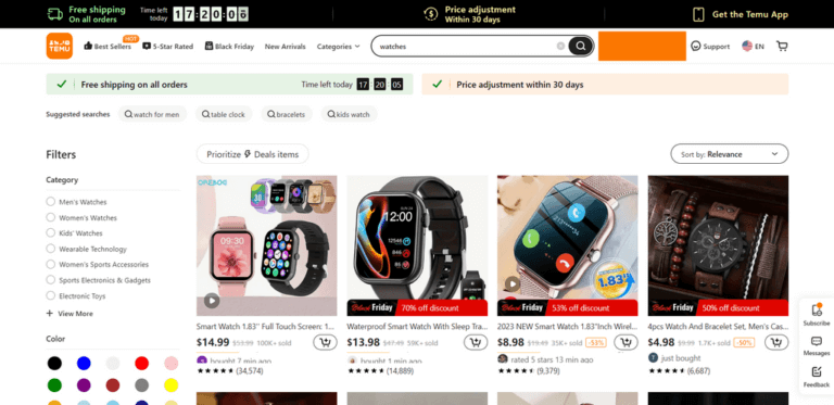 Temu dropshipping watches