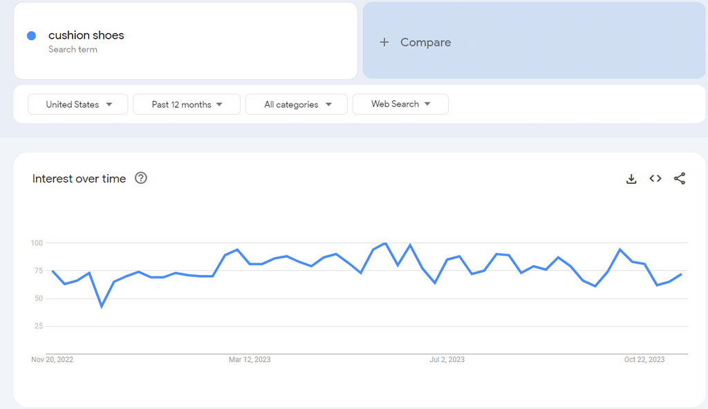 Stretch Cushion Shoes Google Trends
