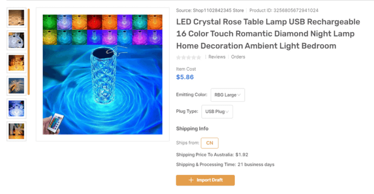 Sparkly Lamp eBay dropshipping products